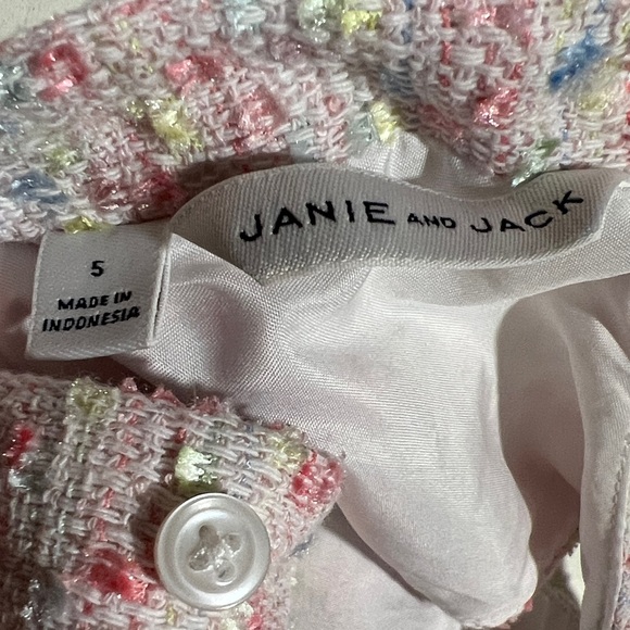 Janie and Jack Girls' Pink Confetti Knit Tweed Ruffle Dress - Picture 4 of 5